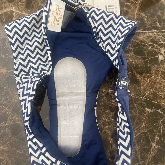 Beach Bunny Navy and White Chevron Bikini Bottom - Picture 3 of 6